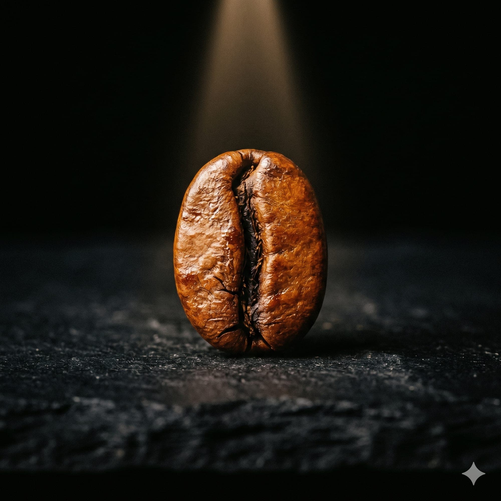 Macro photographie d'un grain de café torréfié